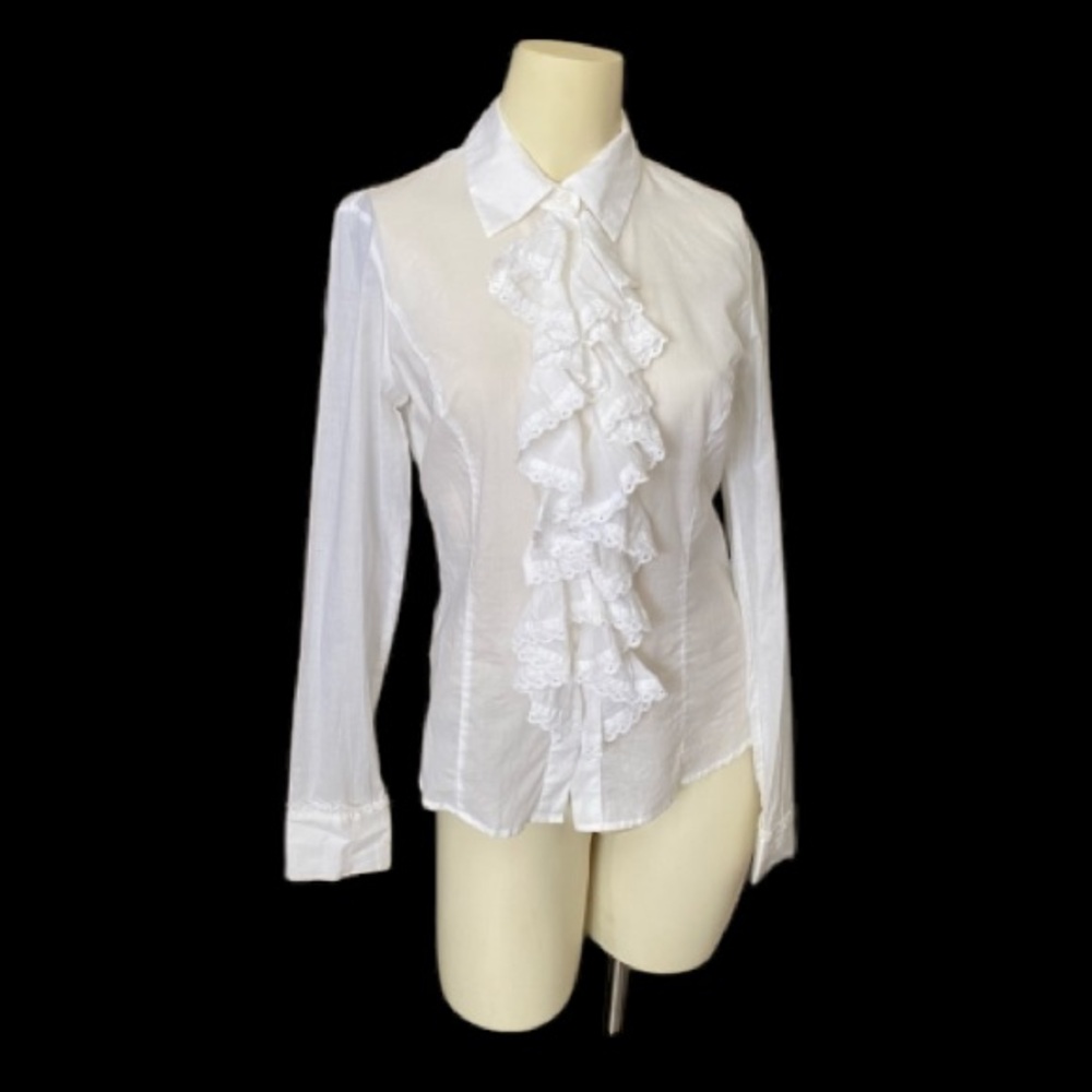 XPRESS DESIGN STUDIO WOMENS LONG SLEEVE BUTTON DOWN FITTED SHIRT WHITE XS